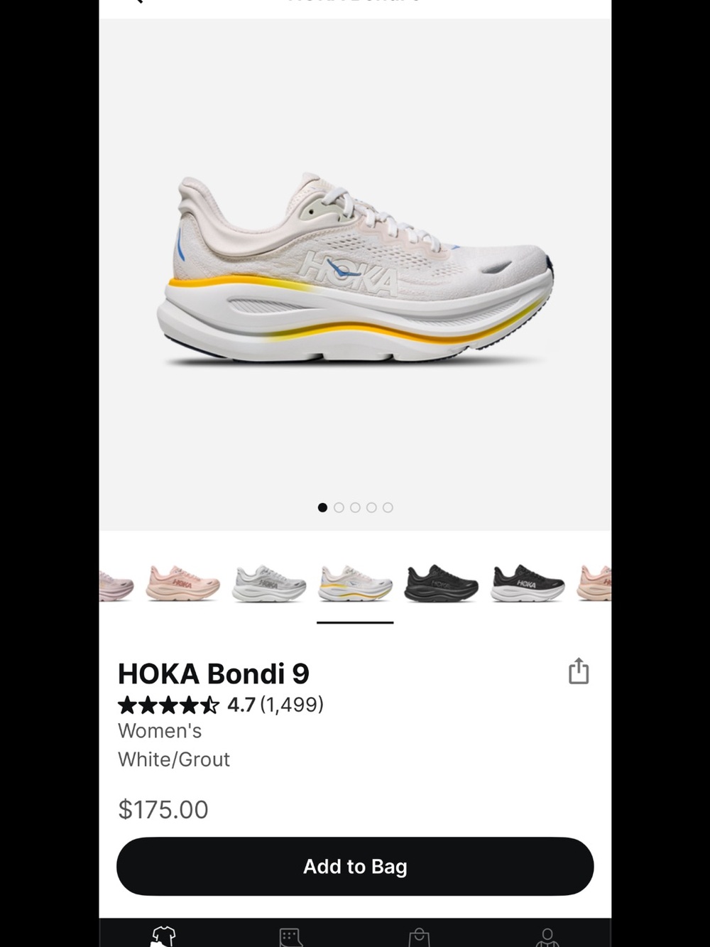 HOKA Bondi 9 Women's Running Shoe - White/Grout sz 8.5 w new in box !!